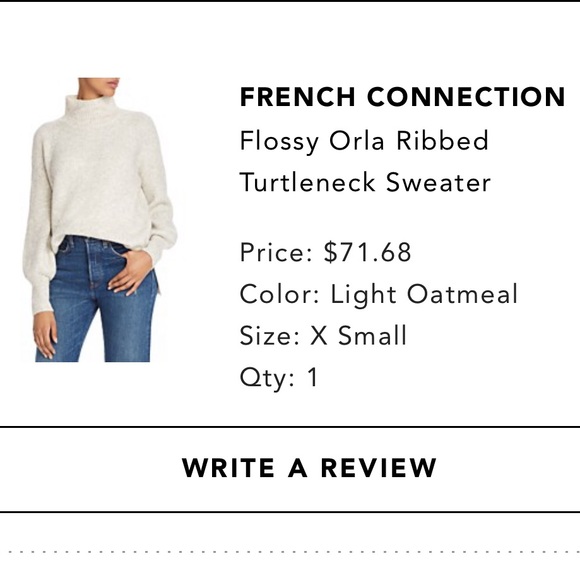French Connection - Flossy Orla Ribbed Turtleneck Sweater - Light Oatmeal - XS - Picture 8 of 8